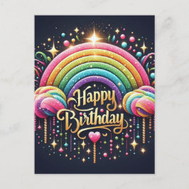 Postale Carte d'anniversaire - arc-en-ciel pailleté