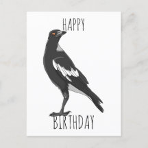 Carte d'anniversaire avec pie australienne