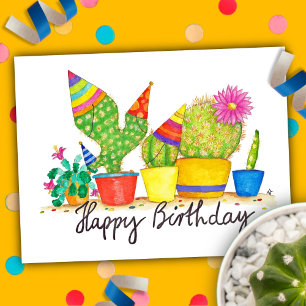 Postale Carte d'anniversaire Cactus par Nicole Janes
