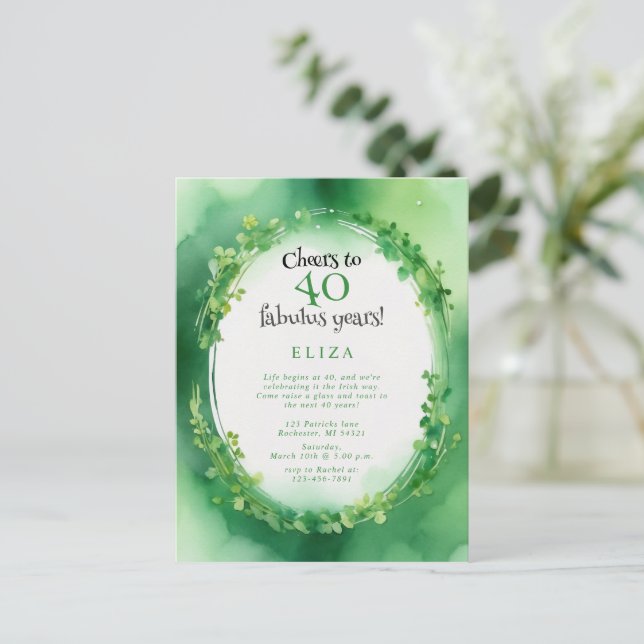 Postale carte d'anniversaire clover jour de la st patrick  (Debout devant)