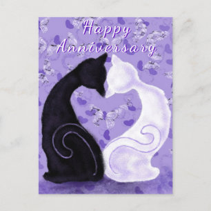 Postale Carte d'anniversaire de couple avec chat Amour mag