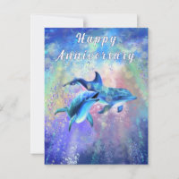 Carte d'anniversaire de dauphin en couple