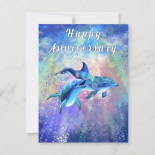 Postale Carte d'anniversaire de dauphin en couple