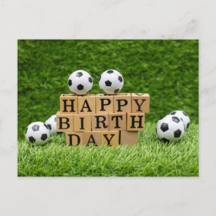 Postale Carte d'anniversaire de football avec boules sur h