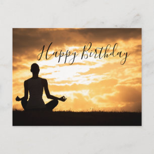 Postale Carte d'anniversaire de méditation Yoga silhouette