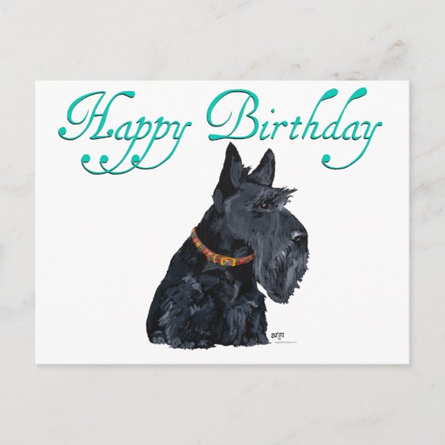 Postale Carte d'anniversaire de Terrier d'écossais (Devant)