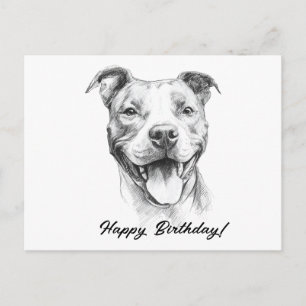 Postale Carte d'anniversaire dessinée à la main Pitbull no