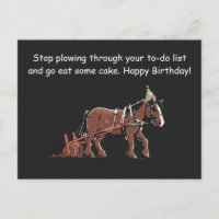 Carte d'anniversaire drôle avec un cheval de labou