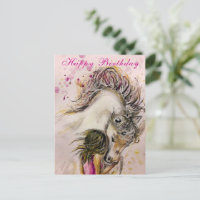 Carte d'anniversaire Fille et Cheval