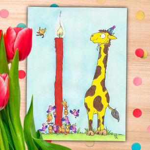 Postale Carte d'anniversaire GIRAFFE par Nicole Janes