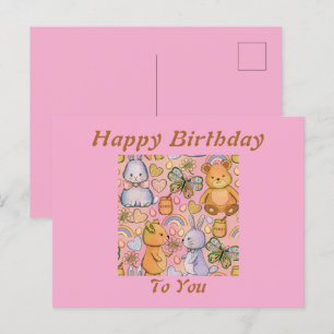 Postale Carte d'anniversaire lapin et ours