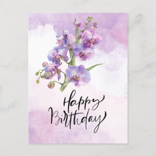 Postale Carte d'anniversaire orchidée violette - Elégante 