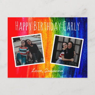 Postale Carte d'anniversaire Photo Arc-en-ciel Aquarelle C