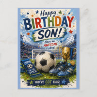 carte d'anniversaire vibrante bleue sur le thème d