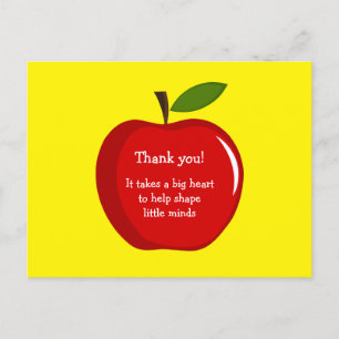 Postale Carte d'appréciation de l'enseignant Red Apple