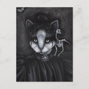 Postale Carte d'art gothique victorienne Squelette Oiseau 