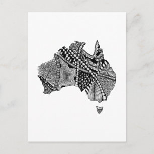 Postale Carte d'Australie noir et blanc Art original