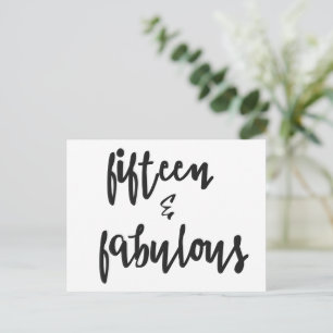 Postale Carte de 15 ans pour Quinceanera: Fifteen & Fabulo