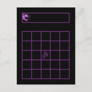 Postale Carte de Bingo écrite Mis XV violet Lilac noir