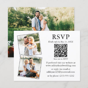 Postale Carte de boîtier RSVP 3 photo QR minimaliste maria