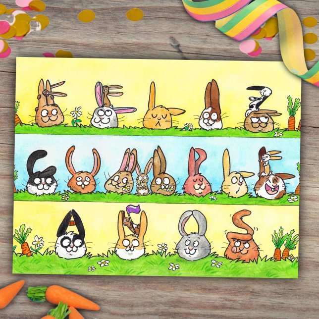 Postale Carte de Bonne Anniversaire Bunnies (Créateur téléchargé)