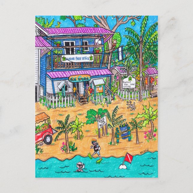 Postale Carte de bureau du parc marin (Devant)
