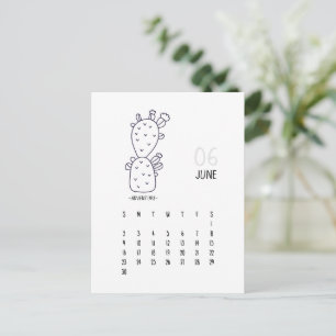 Postale Carte de calendrier personnalisable de cactus de j