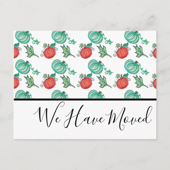 Postale Carte de Citrouille de patchs d'aquarelle (Devant)