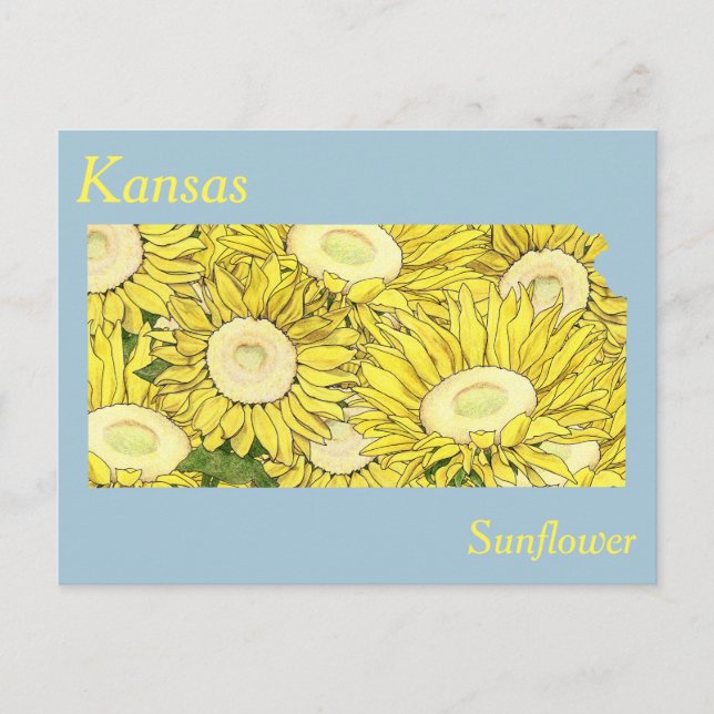 Postale Carte de collage des fleurs de l'État du Kansas (Devant)