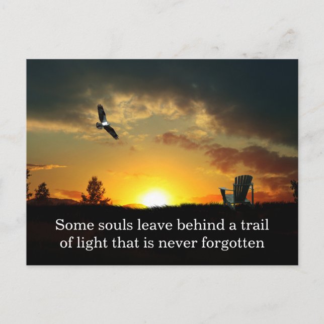 Postale Carte de condoléances Prairie herbeuse au coucher  (Devant)