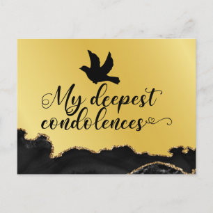Postale Carte de condoléances thème noir et or