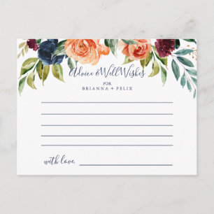 Postale Carte de conseil pour Mariage Floral Élégant Multi