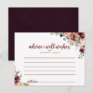 Postale Carte de conseils de mariage floral d'été rustique