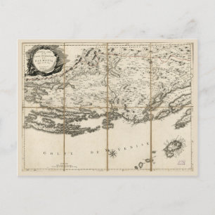 Postale Carte de Dalmatie, Croatie Côte & Îles (1780)