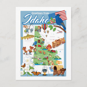Postale Carte de dessin de Idaho