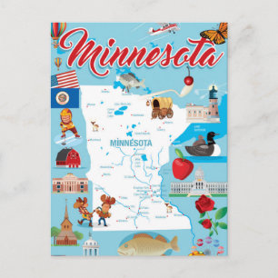 Postale Carte de dessin du Minnesota