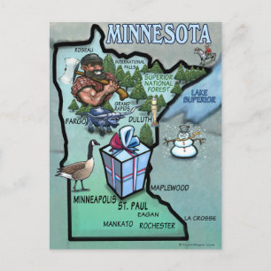 Postale Carte de dessin du Minnesota