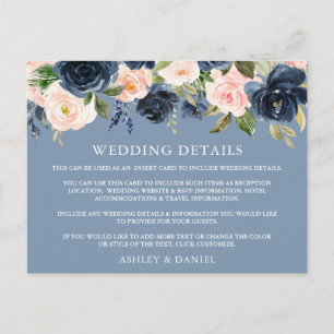 Postale Carte de détails Mariage couleur aquarelle Floral 