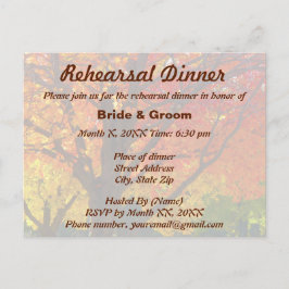 Postale Carte de dîner de répétition de mariage aux feuill