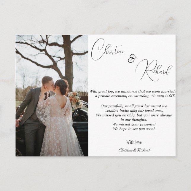 Postale Carte de faire-part de mariage privé personnalisée (Devant)