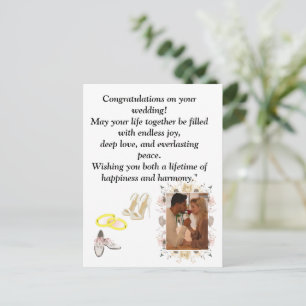 Postale Carte de félicitations de mariage élégante   Fl