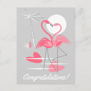 Postale Carte de félicitations paysage Flamingo Love