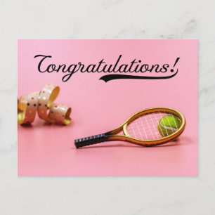 Postale Carte de félicitations Tennis avec balle et raquet