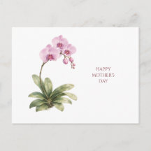 Carte de Fête des Mères Aquarelle Orchidée Floral