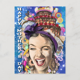 Postale Carte de fête des mères avec Happy Mom - Drôle