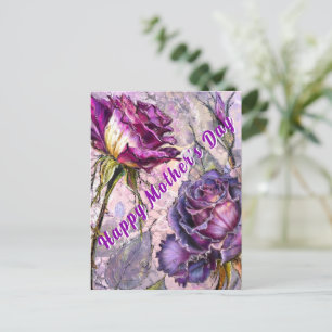 Postale Carte de Fête des Mères avec Roses Violettes