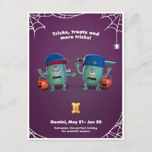 Postale Carte de Halloween pour Gémeaux