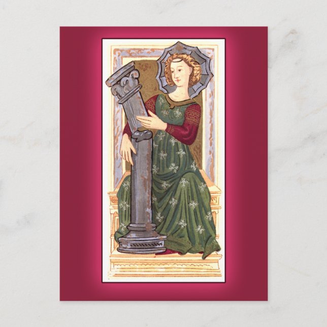 Postale Carte de jeu Tarot antique :  Force (Devant)