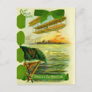 Postale Carte de jour St Patrick de l'avion vintage