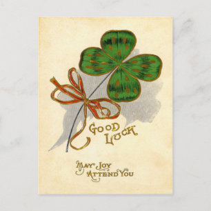 Postale Carte de jour St Patrick vintage Four Leaf Clover